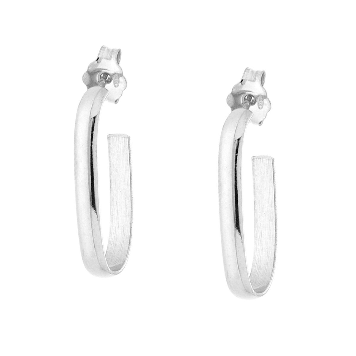 Orecchini Cerchio Ovale a fascia in ARGENTO 925 Galvanica Rodio