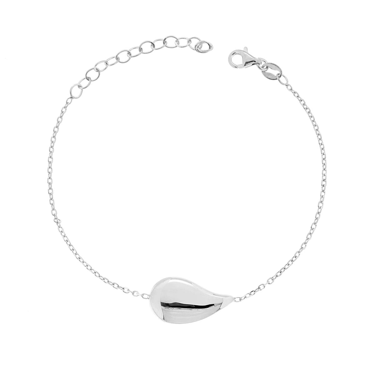 Bracciale Catena Forzatina Diamantata con Goccia Bombata in ARGENTO 925 Galvanica Rodio