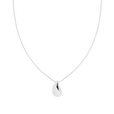 Collana Catena Forzatina Diamantata con Goccia Bombata in ARGENTO 925 Galvanica Rodio