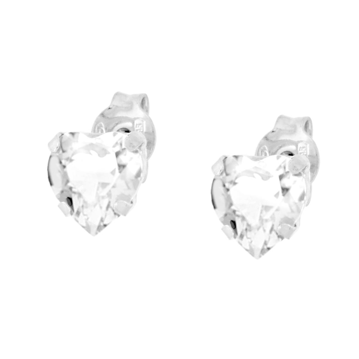 Orecchini Punto Luce Cuore Crystal Bianco in ARGENTO 925 Galvanica Rodio