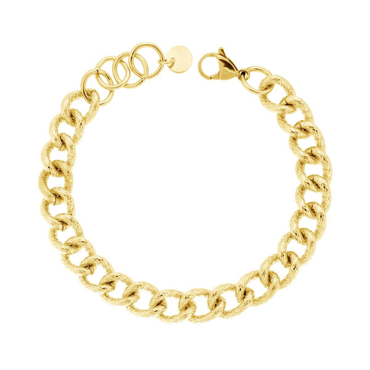 Bracciale Catena Grumetta Godronata 9,5 mm in ACCIAIO colore Oro