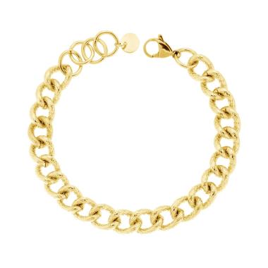 Bracciale Catena Grumetta Godronata 9,5 mm in ACCIAIO colore Oro