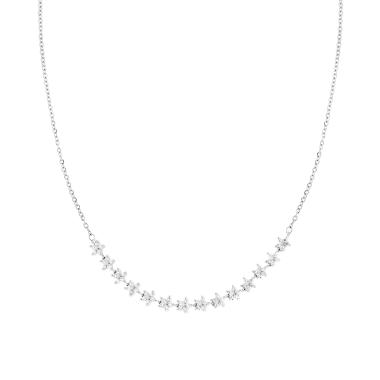 Collana Catena Forzatina Diamantata con filo di Stelle e Crystal Bianchi in ACCIAIO