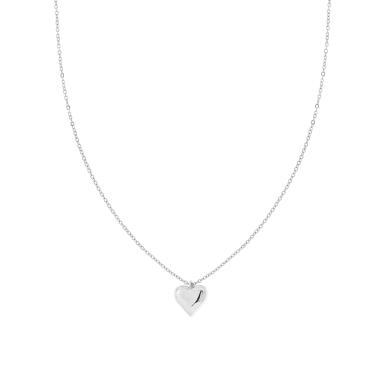 Collana Catena Forzatina Diamantata con Cuore bombato in ACCIAIO