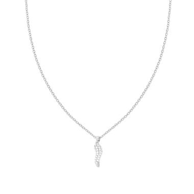 Collana Catena Forzatina Diamantata con Corno e Crystal Bianchi in ACCIAIO e OTTONE