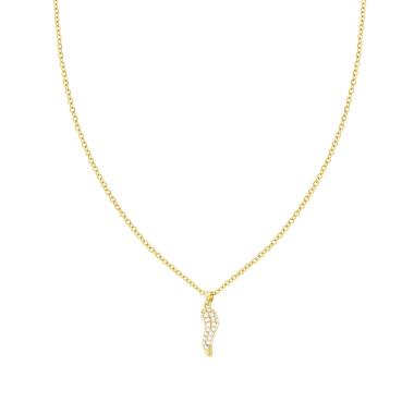 Collana Catena Forzatina Diamantata con Corno e Crystal Bianchi in ACCIAIO e OTTONE colore Oro