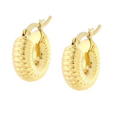 Orecchini Cerchio Creola Rigati in ACCIAIO colore Oro