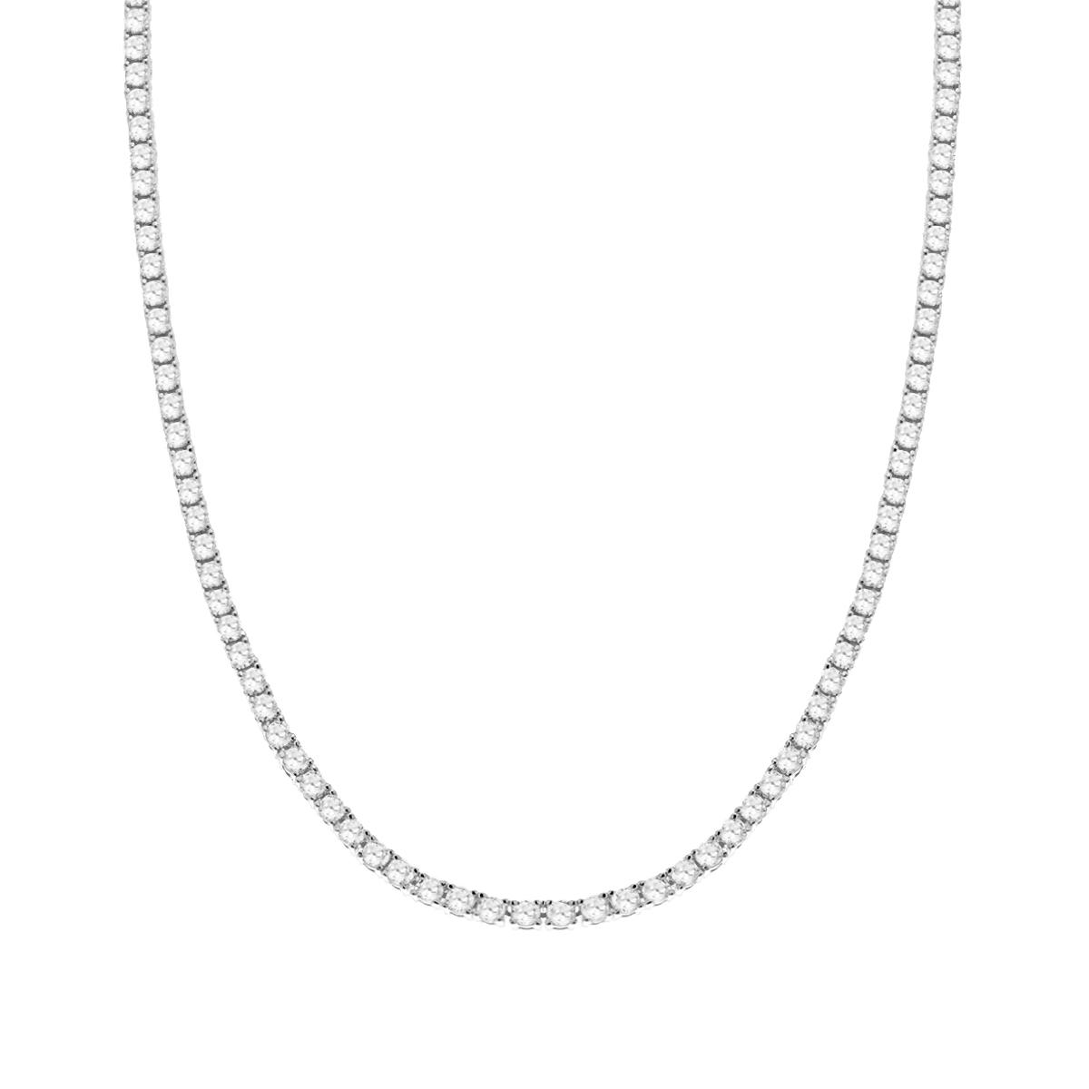 Collana Tennis Griffe cm 50 con Zirconi mm 2.5 Bianchi in ARGENTO 925 Galvanica Rodio