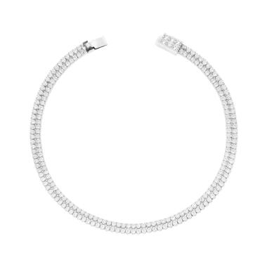 Bracciale Tennis Griffe cm 18 due fili Cubic Zirconia mm 1.5 Bianchi in ARGENTO Galvanica Rodio