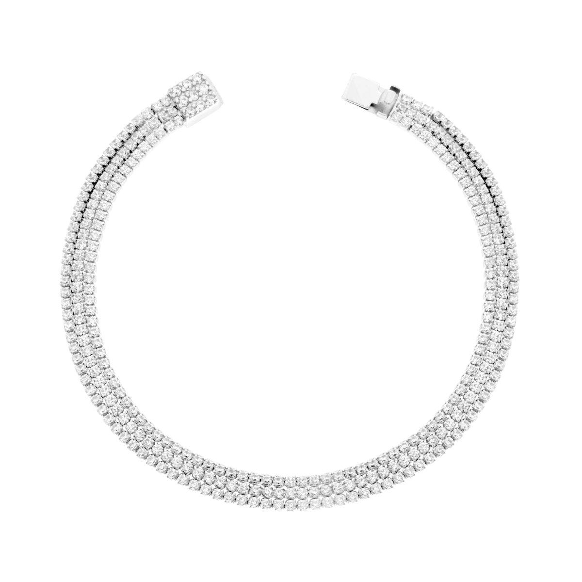 Bracciale Tennis Griffe cm 18 tre fili Cubic Zirconia mm 1.5 Bianchi in ARGENTO Galvanica Rodio