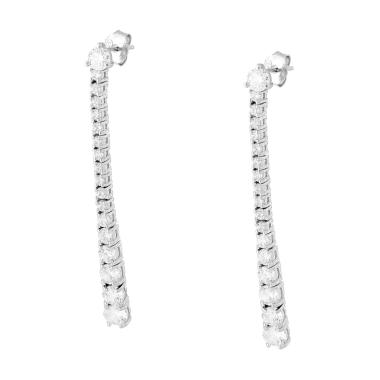 Orecchini Tennis degrade con Cubic Zirconia Bianchi in ARGENTO 925 Galvanica Rodio