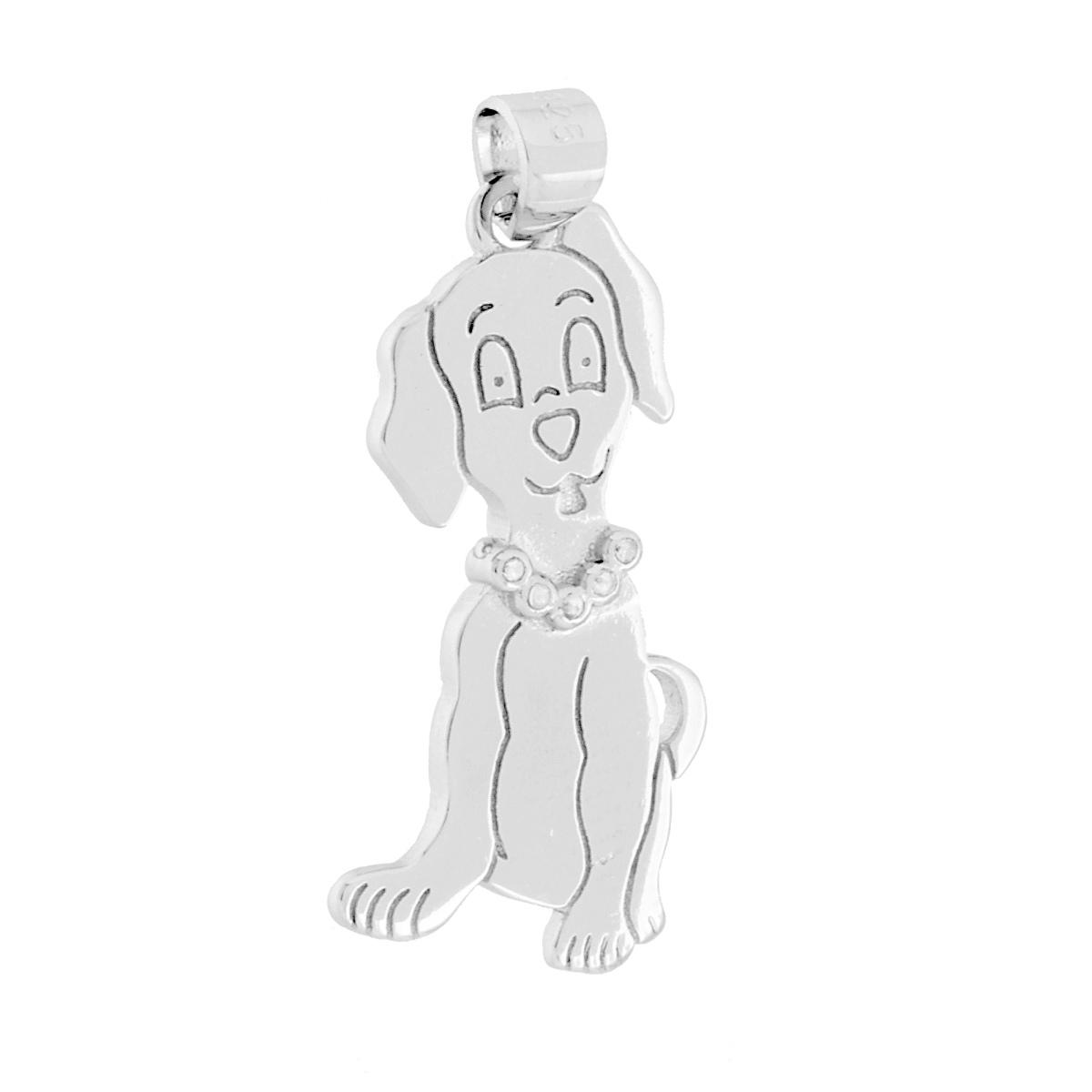Ciondolo Cane con Cubic Zirconia Bianchi in ARGENTO 925 Galvanica Rodio