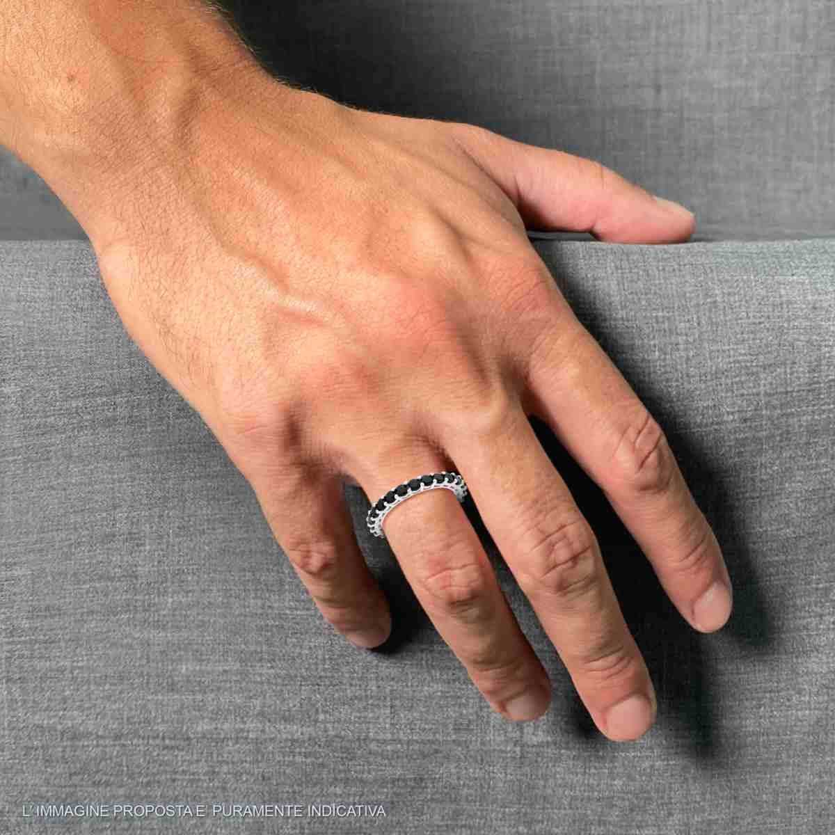 Anello Eternity Veretta a giro con Cubic Zirconia Neri mm 3 in ARGENTO 925 Galvanica Rodio