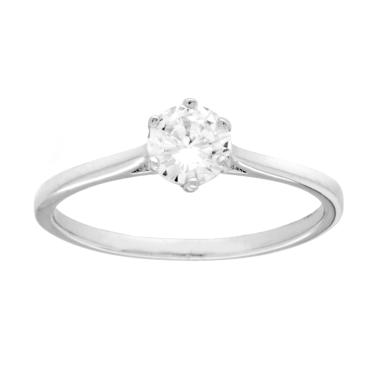 Anello Solitario con Cubic Zirconia Bianco mm 5 in ARGENTO 925 Galvanica Rodio