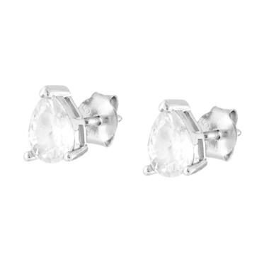 Orecchini Goccia Punto Luce Cubic Zirconia Bianco in ARGENTO 925 Galvanica Rodio