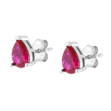 Orecchini Goccia Cubic Zirconia Rosso Rubino in ARGENTO 925 Galvanica Rodio