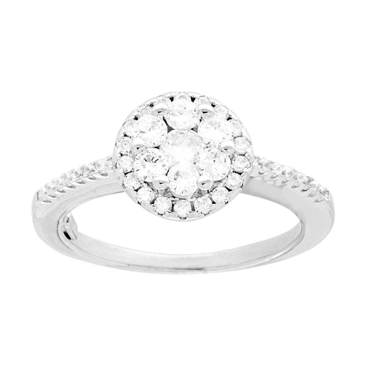 Anello Solitario con Cubic Zirconia Bianco in ARGENTO 925 Galvanica Rodio