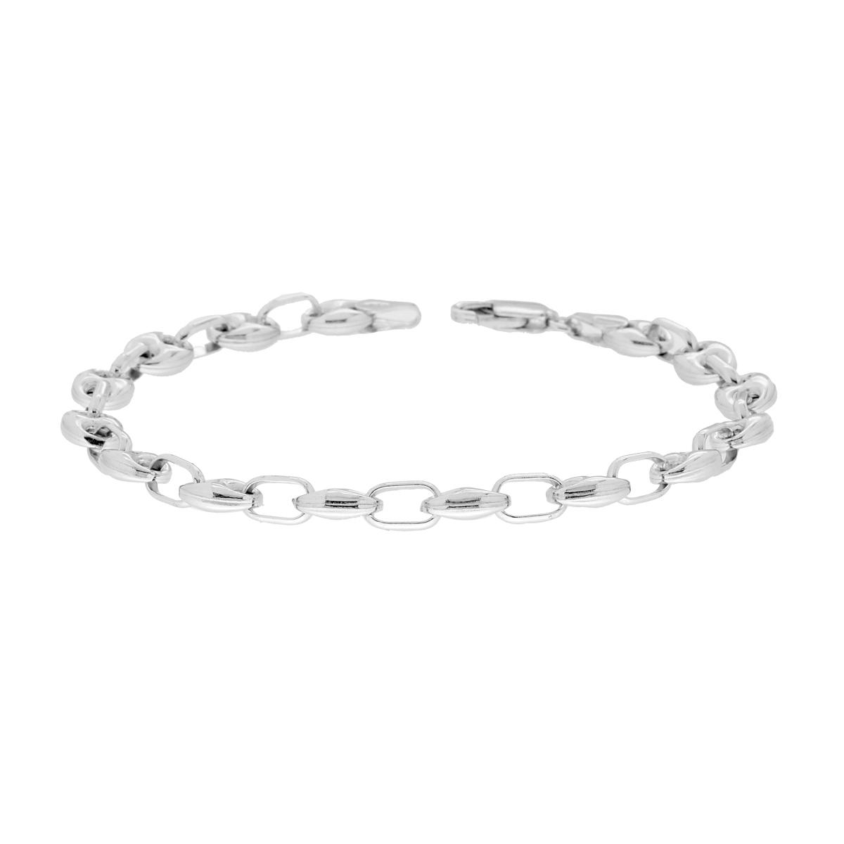 Bracciale Catena Marinara Vuota sezione mm 6 lunghhezza cm 19 in ARGENTO 925 Galvanica Rodio