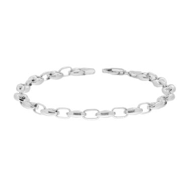 Bracciale Catena Marinara Vuota sezione mm 6 lunghhezza cm 19 in ARGENTO 925 Galvanica Rodio