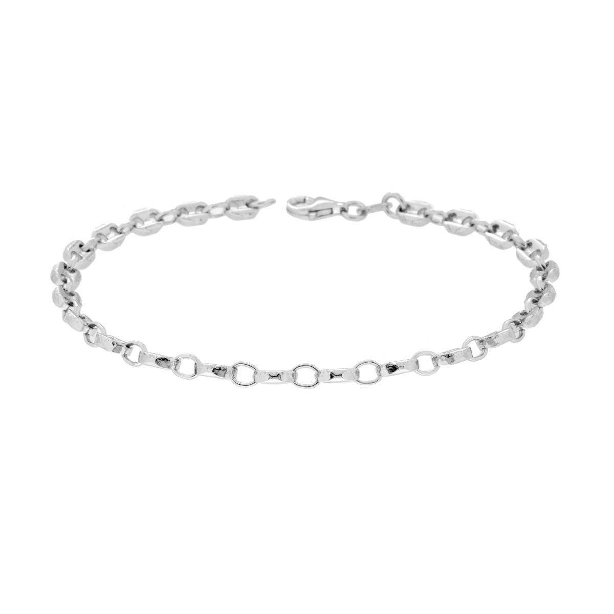 Bracciale Catena Marinara sezione mm 4,2 lunghezza cm 19 in ARGENTO 925 Galvanica Rodio