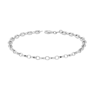 Bracciale Catena Marinara sezione mm 4,2 lunghezza cm 19 in ARGENTO 925 Galvanica Rodio