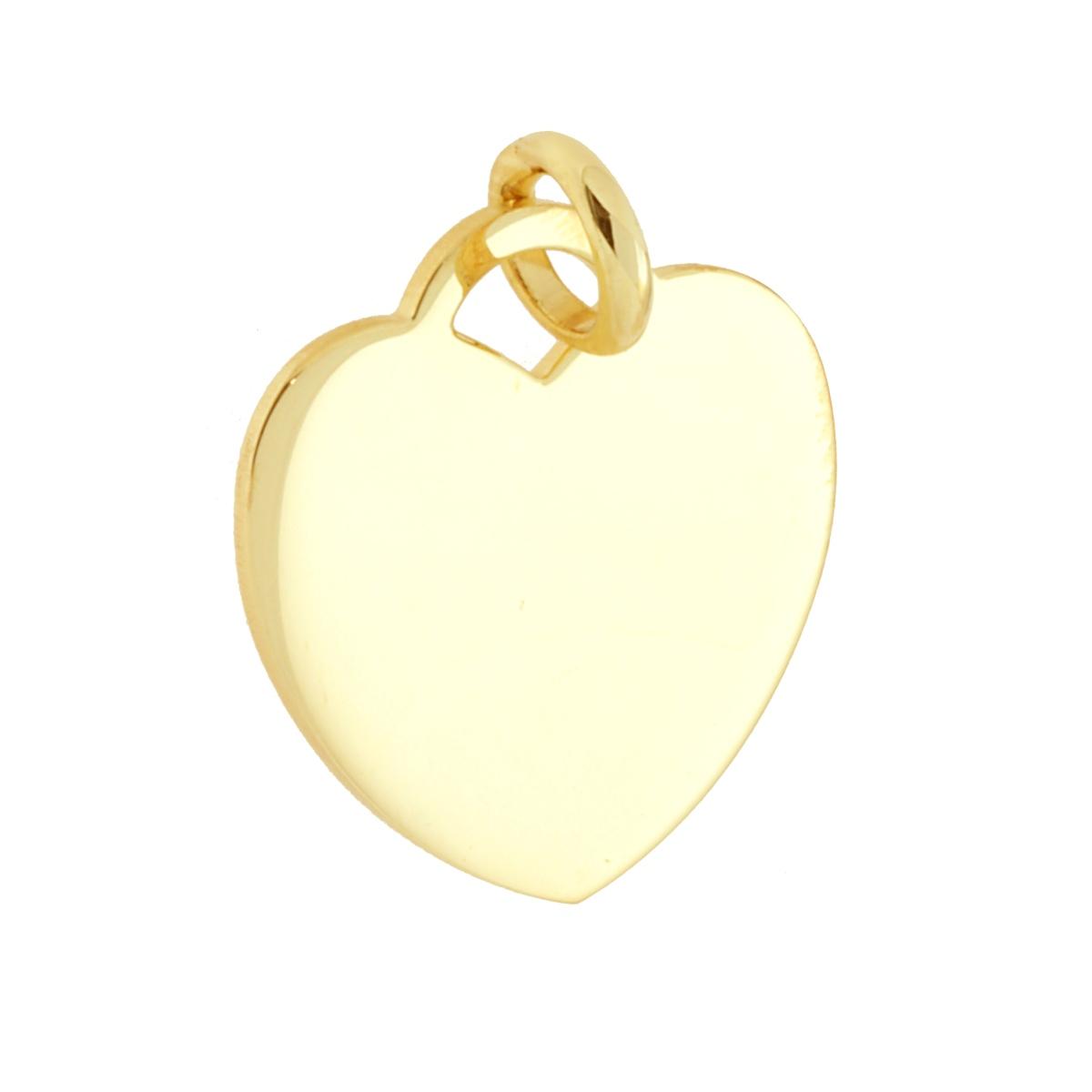 Ciondolo Piastrina Cuore Medaglietta per incisione mm 18 in ARGENTO 925 Galvanica Oro