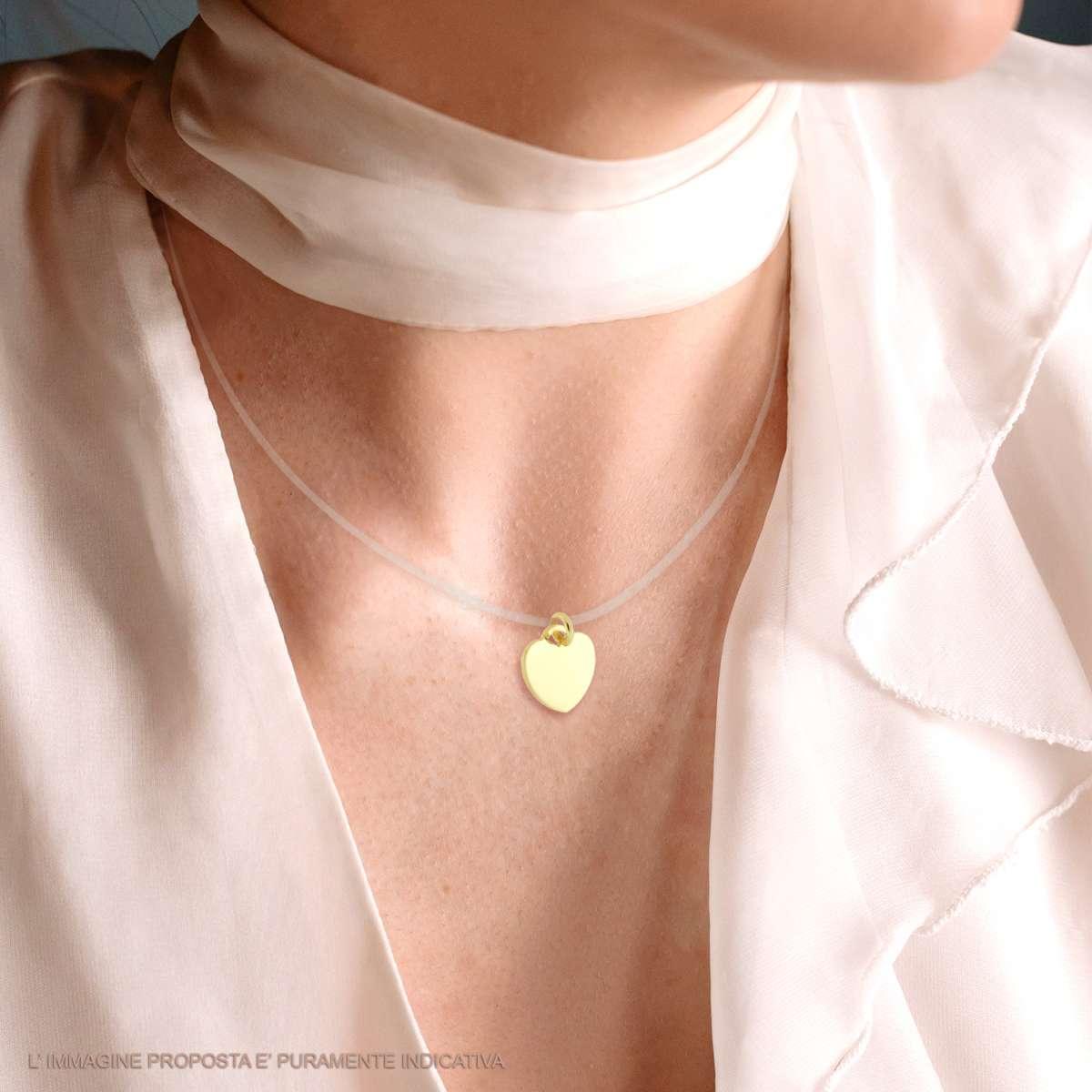 Ciondolo Piastrina Cuore Medaglietta per incisione mm 15 in ARGENTO 925 Galvanica Oro