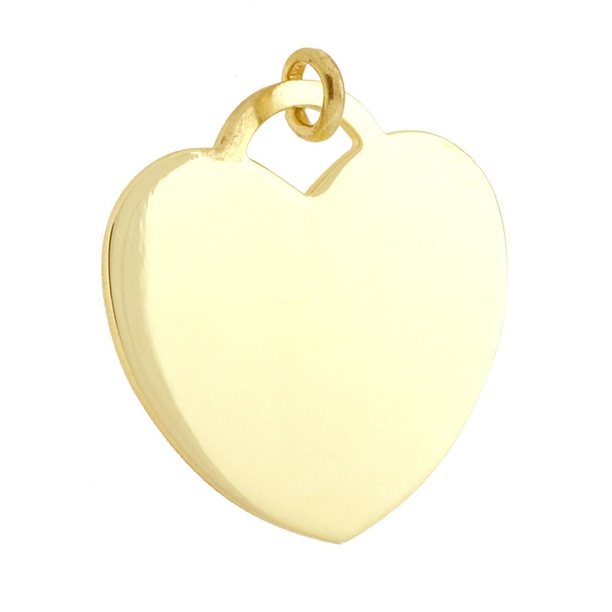 Ciondolo Piastrina Cuore Medaglietta per incisione mm 27 in ARGENTO 925 Galvanica Oro