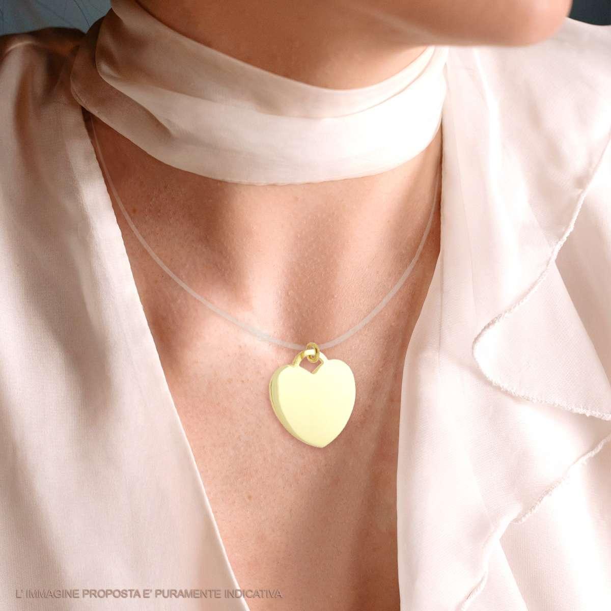 Ciondolo Piastrina Cuore Medaglietta per incisione mm 27 in ARGENTO 925 Galvanica Oro