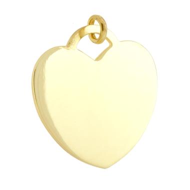 Ciondolo Piastrina Cuore Medaglietta per incisione mm 27 in ARGENTO 925 Galvanica Oro