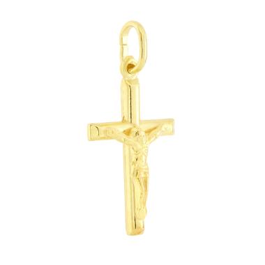 Ciondolo Croce con Gesù Cristo in ARGENTO 925 Galvanica Oro