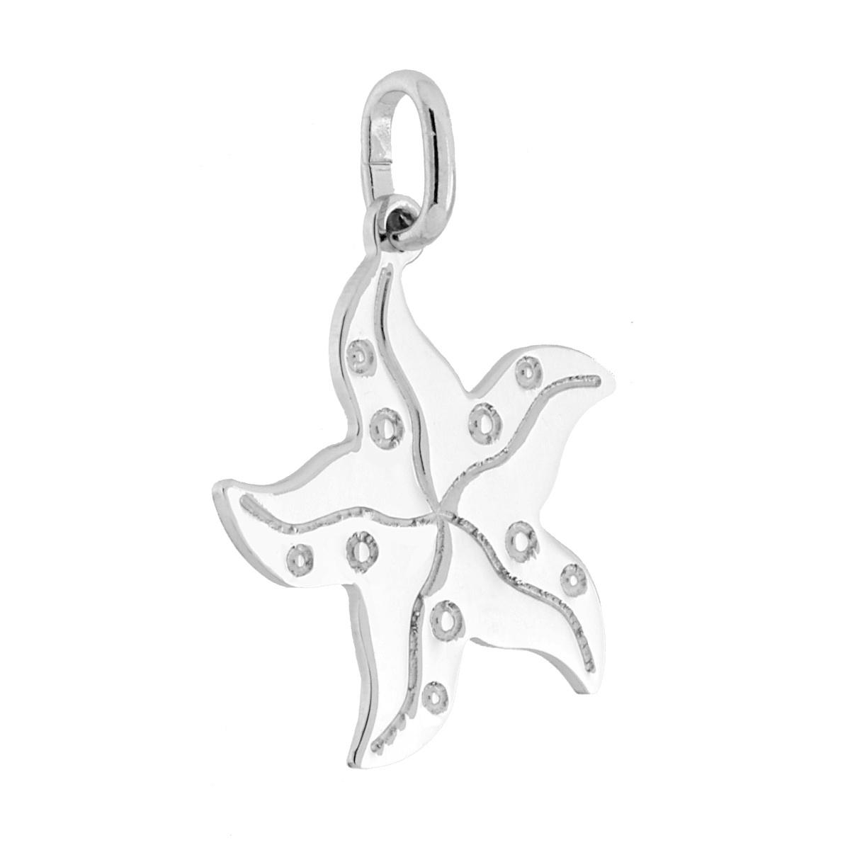 Ciondolo Piastrina Stella Marina in ARGENTO 925 Galvanica Rodio