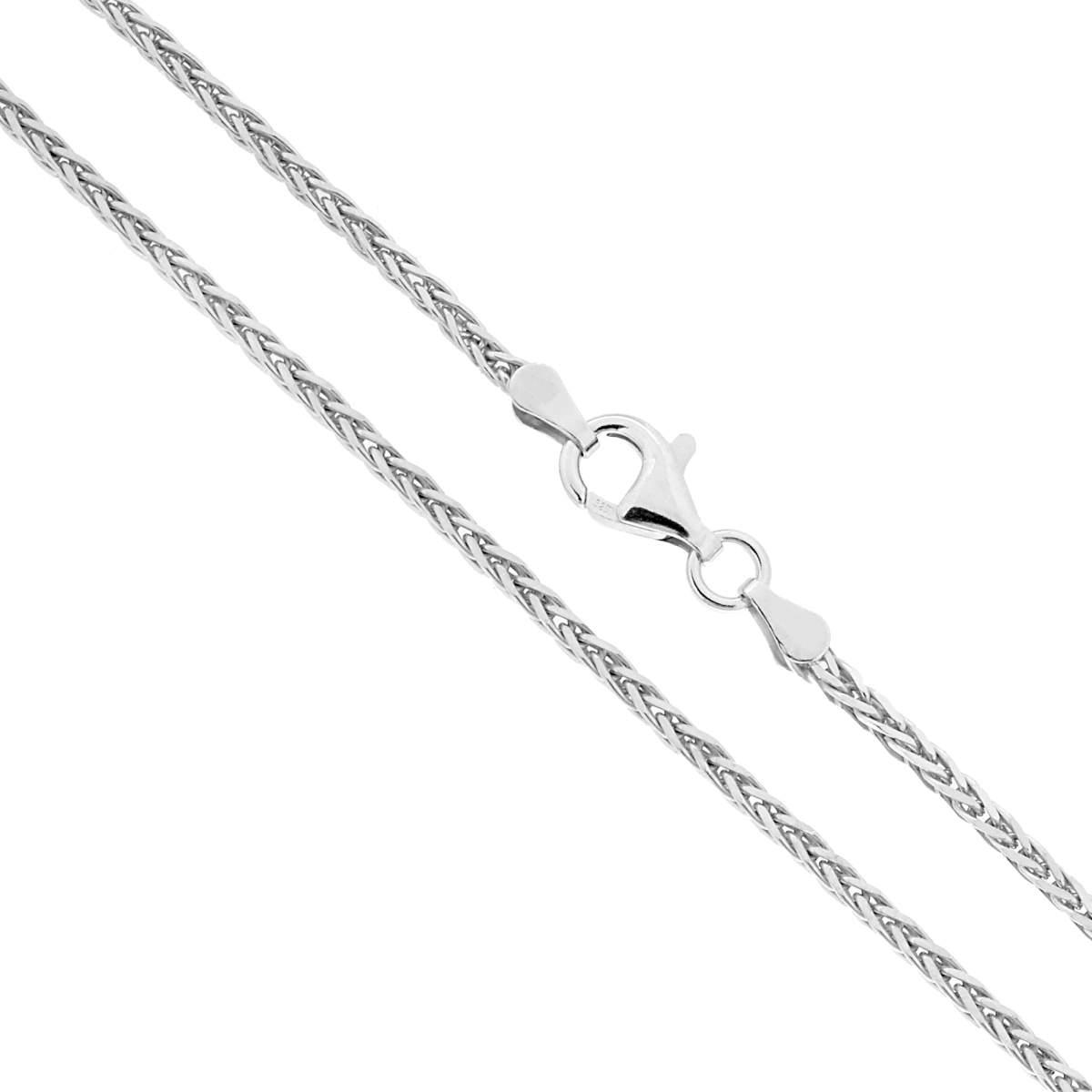 Collana Catena Spiga Tripla 050 Quadrata sezione mm 1.8 lunghezza cm 50 in ARGENTO 925 Galvanica Rodio