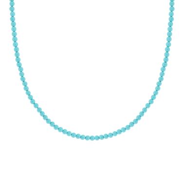 Collana Perla 3 mm Vetro perlato Turchese con filo e chiusura in ARGENTO 925 Galvanica Rodio