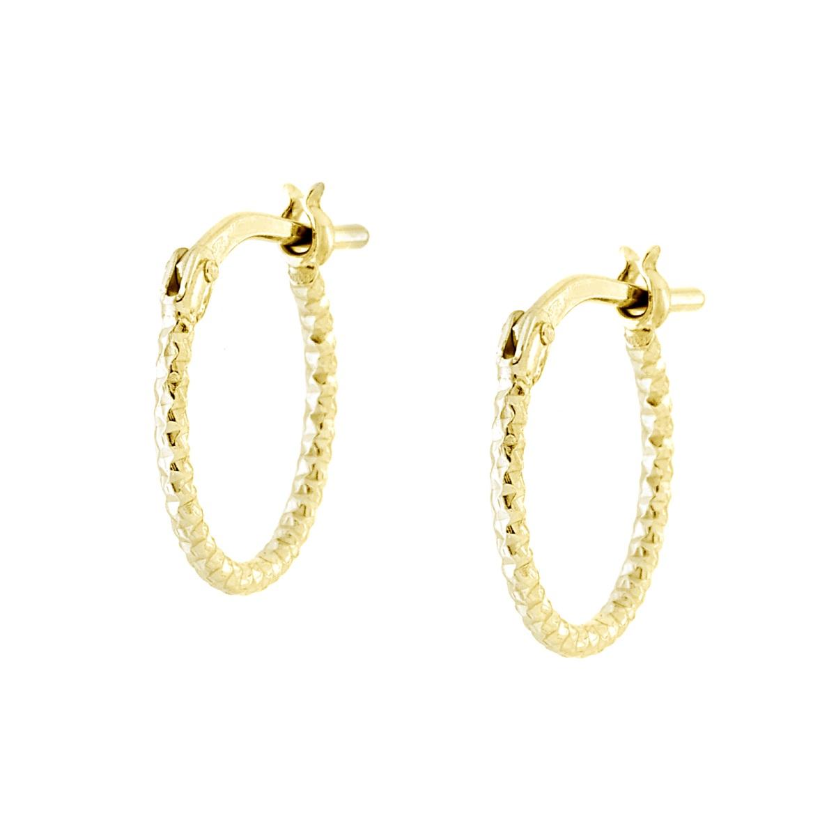 Orecchini Cerchio Diamantato mm 12 sezione canna mm 1,2 in ARGENTO 925 Galvanica Oro