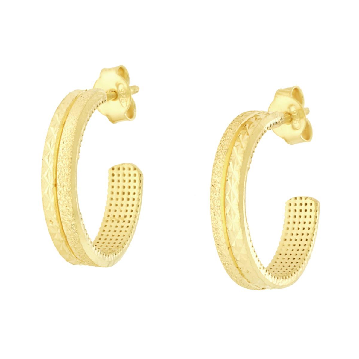 Orecchini Cerchio Fascia mm 18 Diamantati in ARGENTO 925 Galvanica Oro