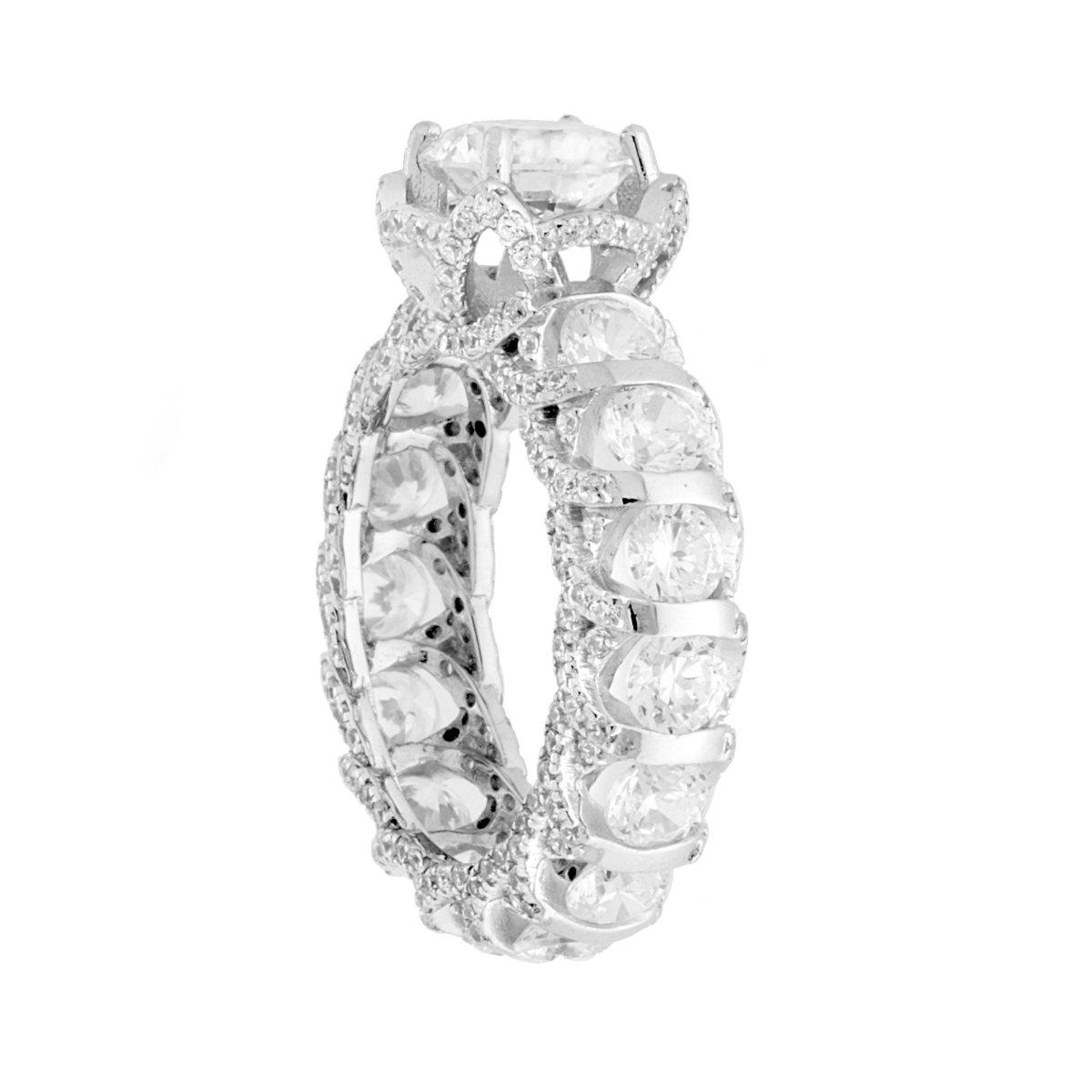 Anello Solitario con Cubic Zirconia Bianco modello Eternity in ARGENTO 925 Galvanica Rodio