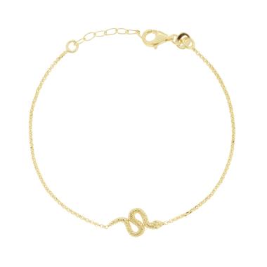Bracciale Catena Rolo Diamantata con Serpente in ARGENTO 925 Galvanica Oro