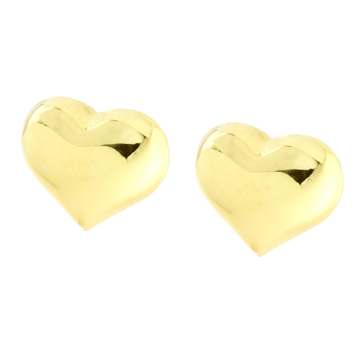 Orecchini Cuore bombato mm 15 in ARGENTO 925 Galvanica Oro
