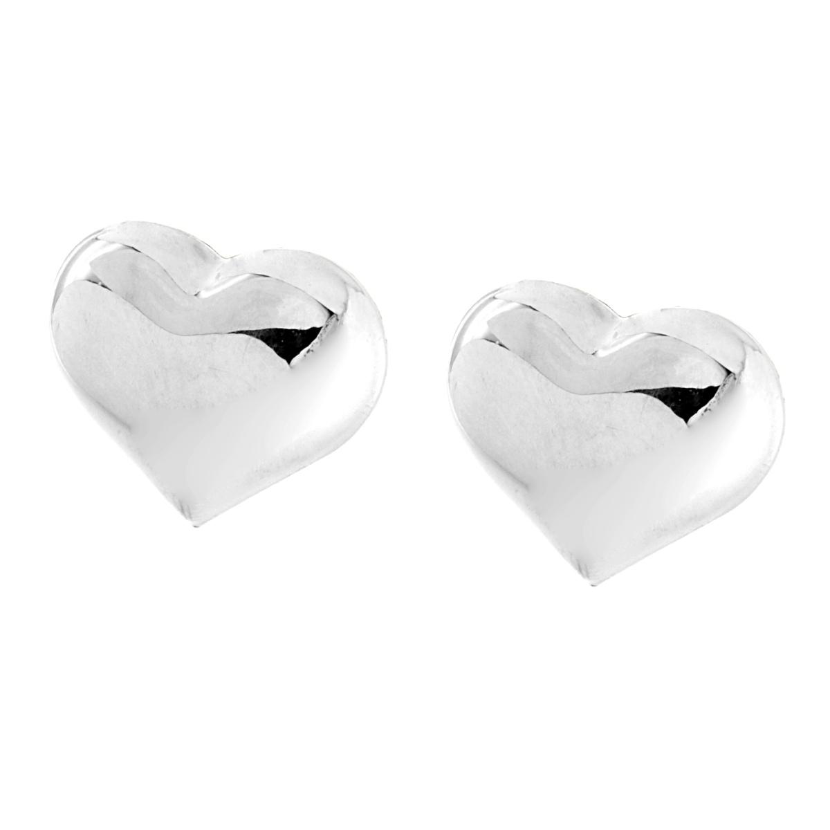 Orecchini Cuore Bombato mm 15 in ARGENTO 925 Galvanica Rodio