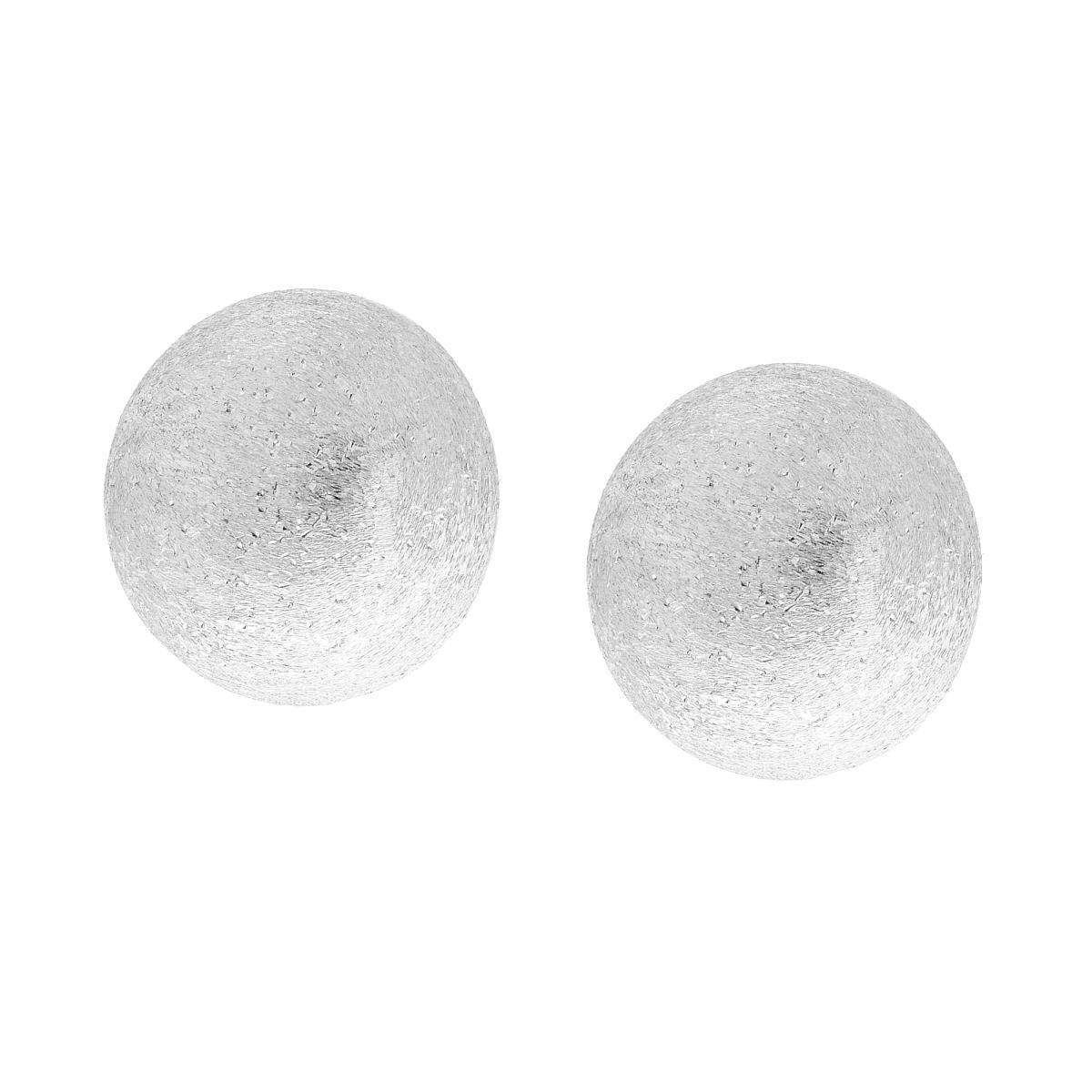 Orecchini Semisfera Spazzolati Diamantati mm 16 in ARGENTO 925 Galvanica Rodio