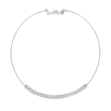 Collana Rigida Filo mm 1,5 con Inserto in Catena Coreana in ARGENTO 925 Galvanica Rodio