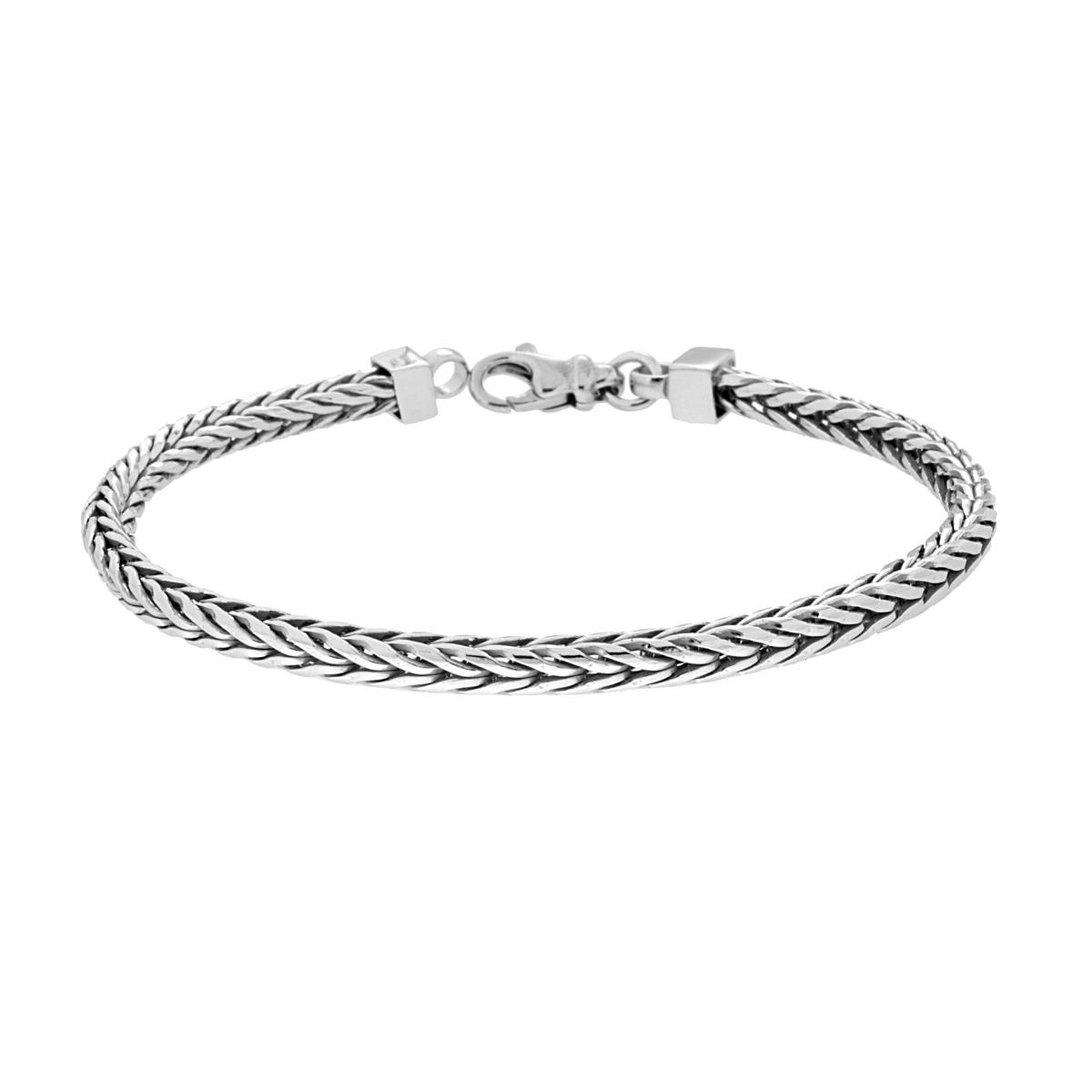 Bracciale Catena Spiga quadrata in ARGENTO 925 Galvanica Rodio