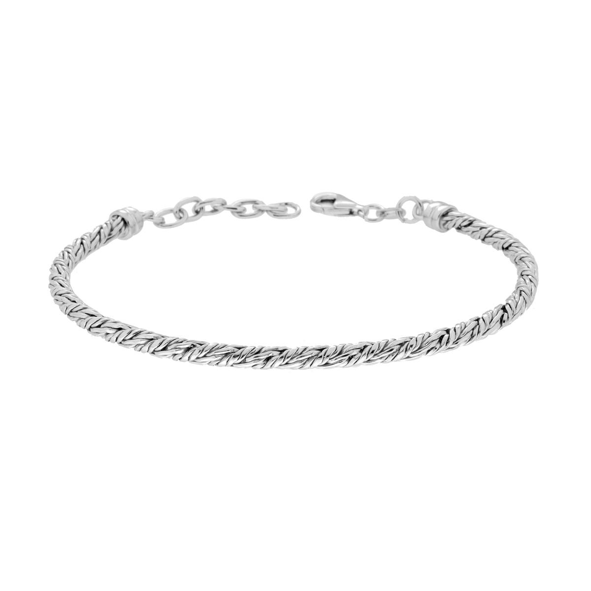 Bracciale Catena intrecciata mm 3.5 in ARGENTO 925 Galvanica Rodio