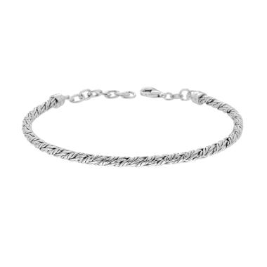 Bracciale Catena intrecciata mm 3.5 in ARGENTO 925 Galvanica Rodio
