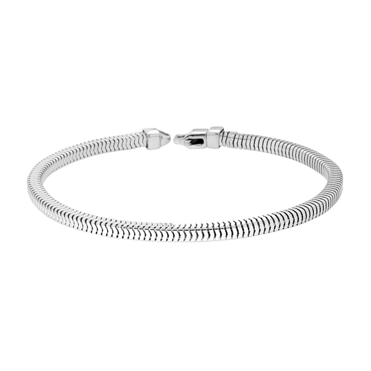 Bracciale Catena Coda di Topo quadrata in ARGENTO 925 Galvanica Rodio