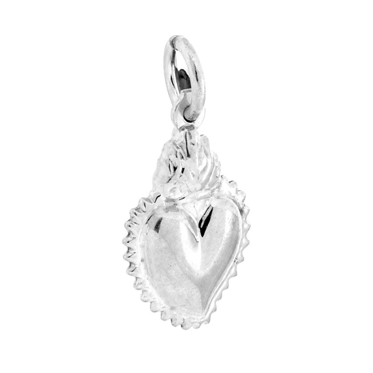 Ciondolo Cuore Votivo mm 18 in ARGENTO 925 Galvanica Rodio