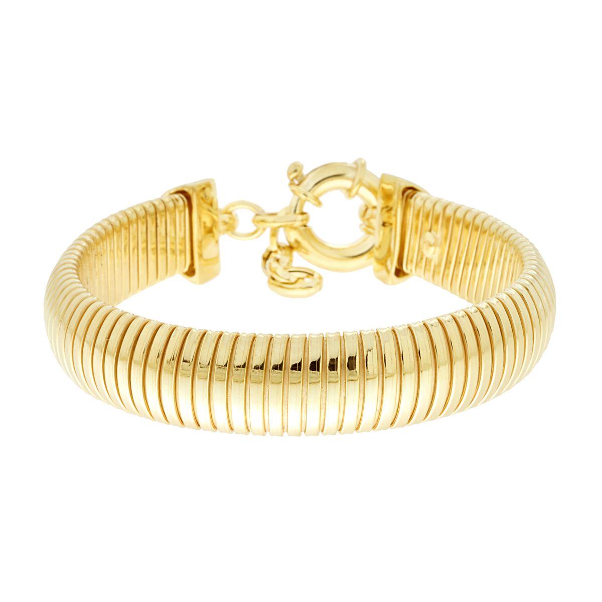 Bracciale Fascia Semirigido Catena Coda di Topo in ARGENTO 925 Galvanica Oro