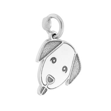 Ciondolo Piastrina testa Cane in ARGENTO 925 Galvanica Rodio