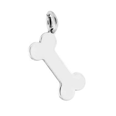 Ciondolo Piastrina Osso per Cane in ARGENTO 925 Galvanica Rodio